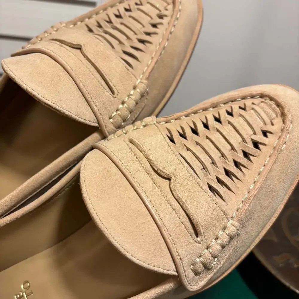 Vince Camuto Caylas Woven Suede Penny Loafers in Beige Sz 8 W - Picture 5 of 16